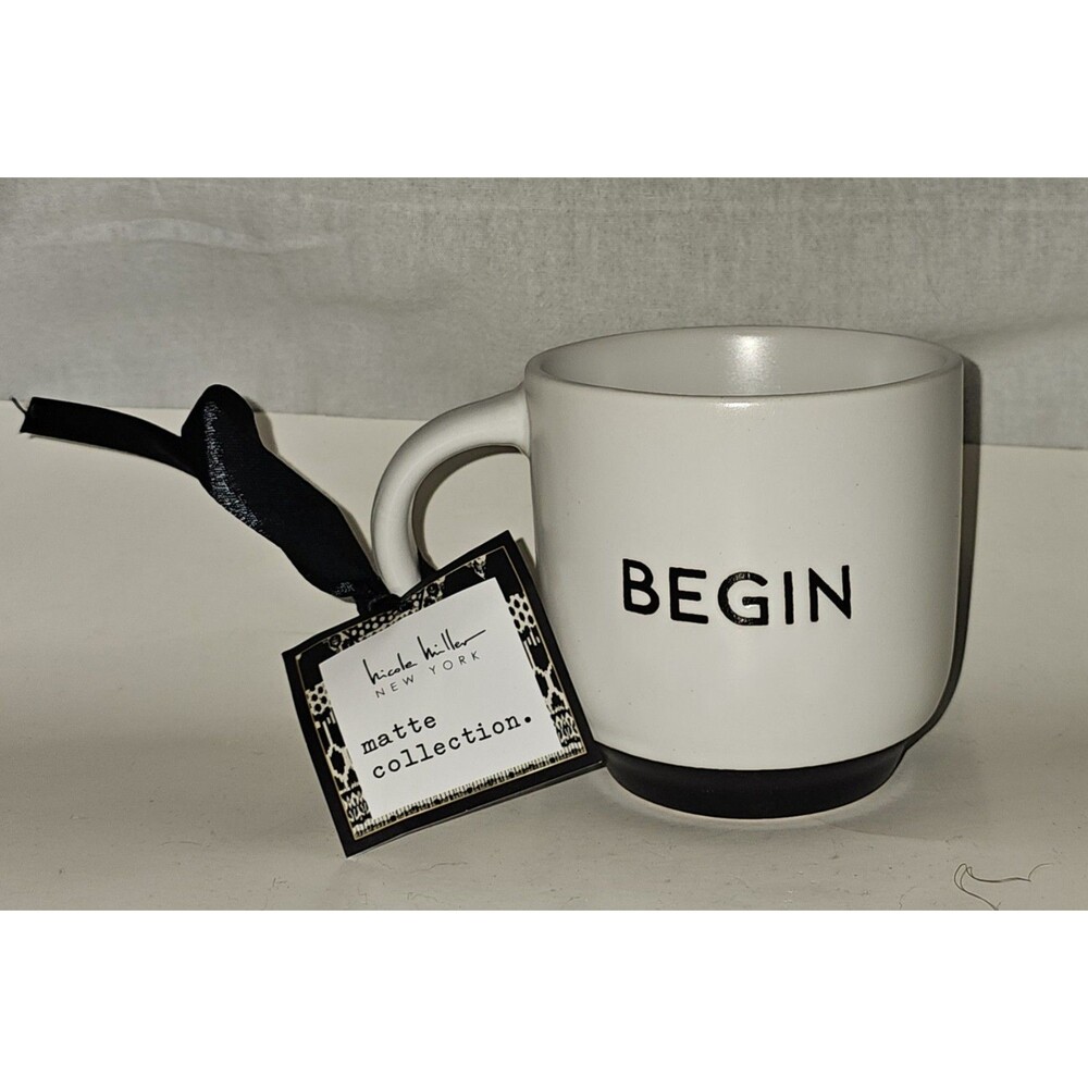Nicole Miller Mug "BREATHE" Matte Collection Ceramic Mug NEW NWT